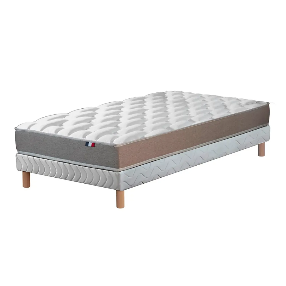 Idliterie Ensemble matelas mémoire forme sommier blanc 90x190* Ensemble Sommier Et Matelas