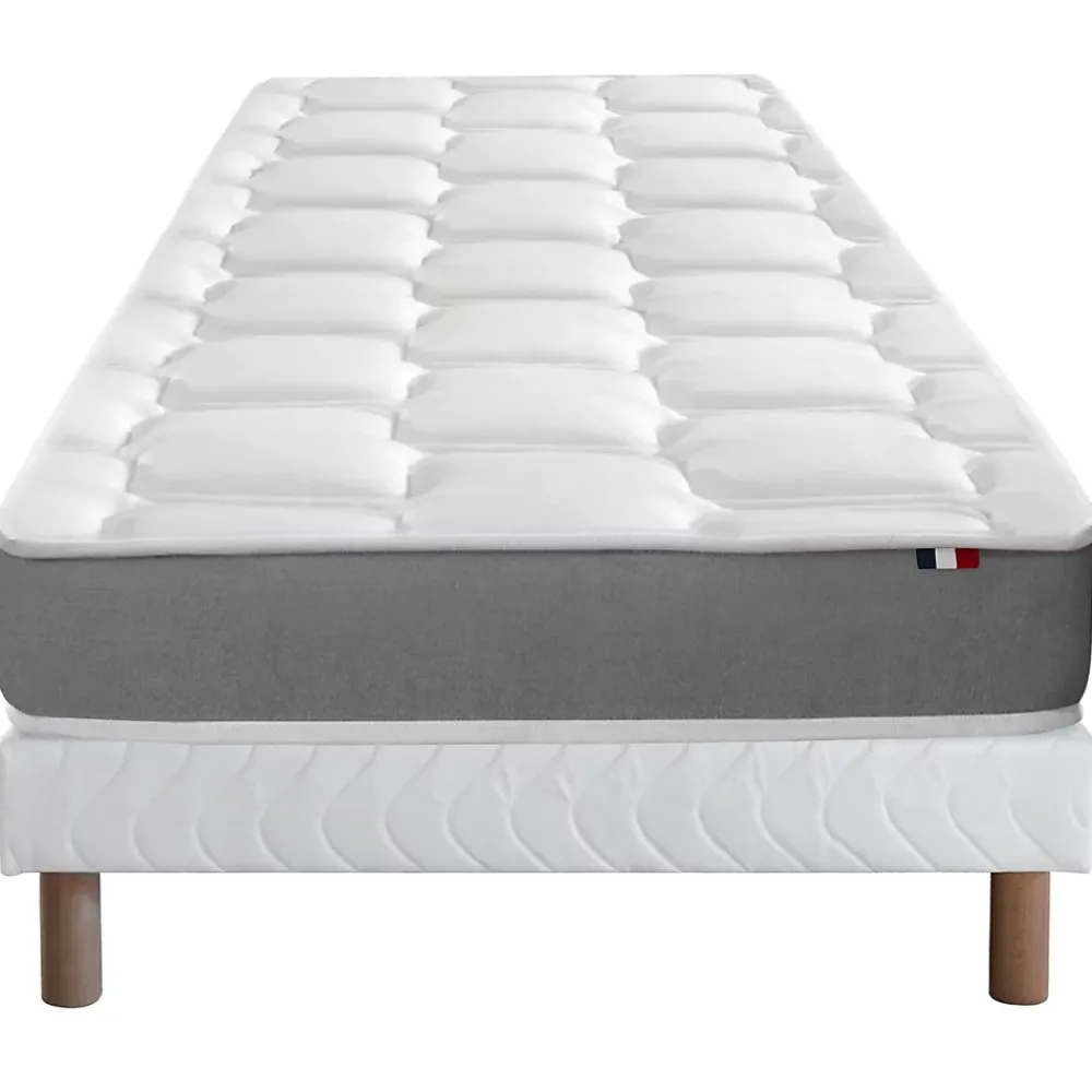 Idliterie Ensemble matelas mémoire forme sommier blanc 90x190* Ensemble Sommier Et Matelas
