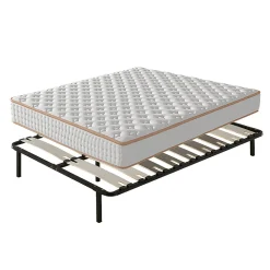 Ensemble matelas mousse + sommier à lattes 160x200 cm, épaisseur du matelas 18 cm, cadre de lit avec pieds>Teeno Clearance