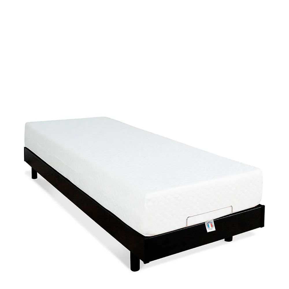 Ensemble Matelas Mousse Accueil Mémoire de forme + Sommier électrique Flex 70x200 cm>Bellecour Clearance