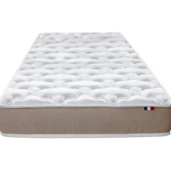 Ensemble Matelas Mousse Haute Résilience ESSENCE + Latex 3 zones +Sommier - Made in France 90 x 190 cm, Sommier - Blanc><noscript><img width=