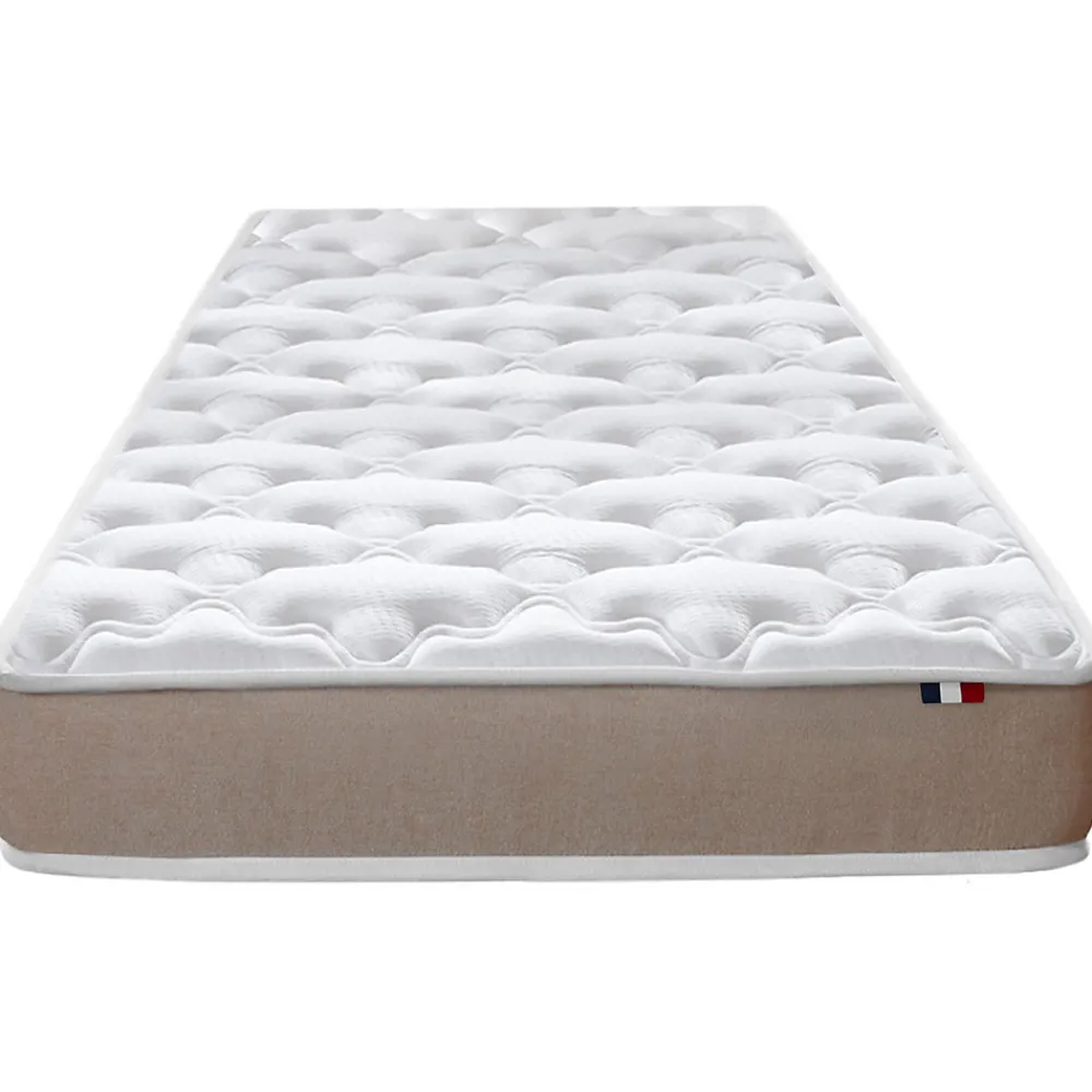 Ensemble Matelas Mousse Haute Résilience ESSENCE + Latex 3 zones +Sommier - Made in France 90 x 190 cm, Sommier - Blanc>Idliterie Best