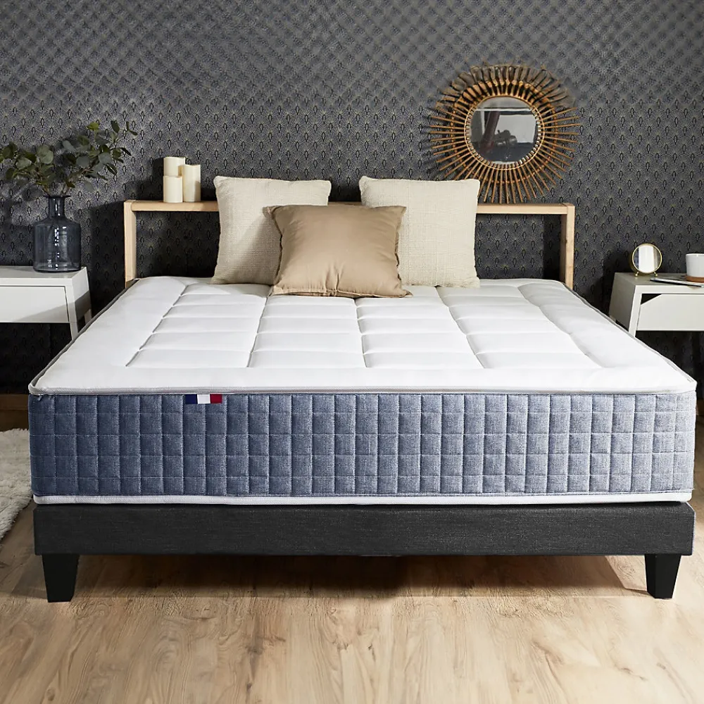 Idliterie Ensemble matelas ressort 7 zones et mémoire forme sommier 140x190* Ensemble Sommier Et Matelas