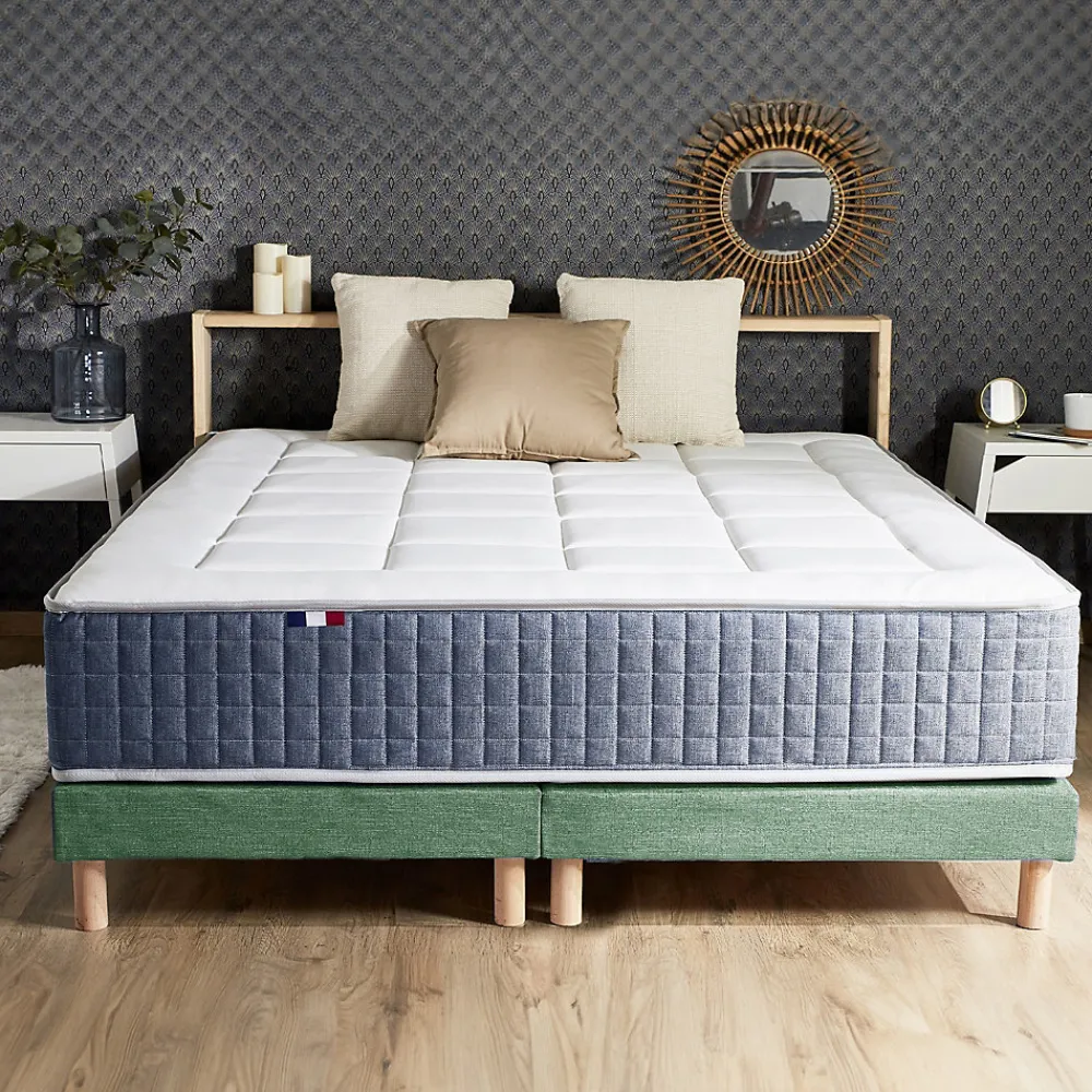 Idliterie Ensemble matelas ressort 7 zones et mémoire forme sommier 2x90x200* Ensemble Sommier Et Matelas