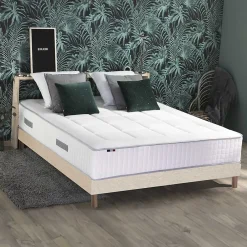 Idliterie Ensemble matelas ressorts 7 zones PALACIO + sommier en kit beige lattes flexibles 140x200* Ensemble Sommier Et Matelas