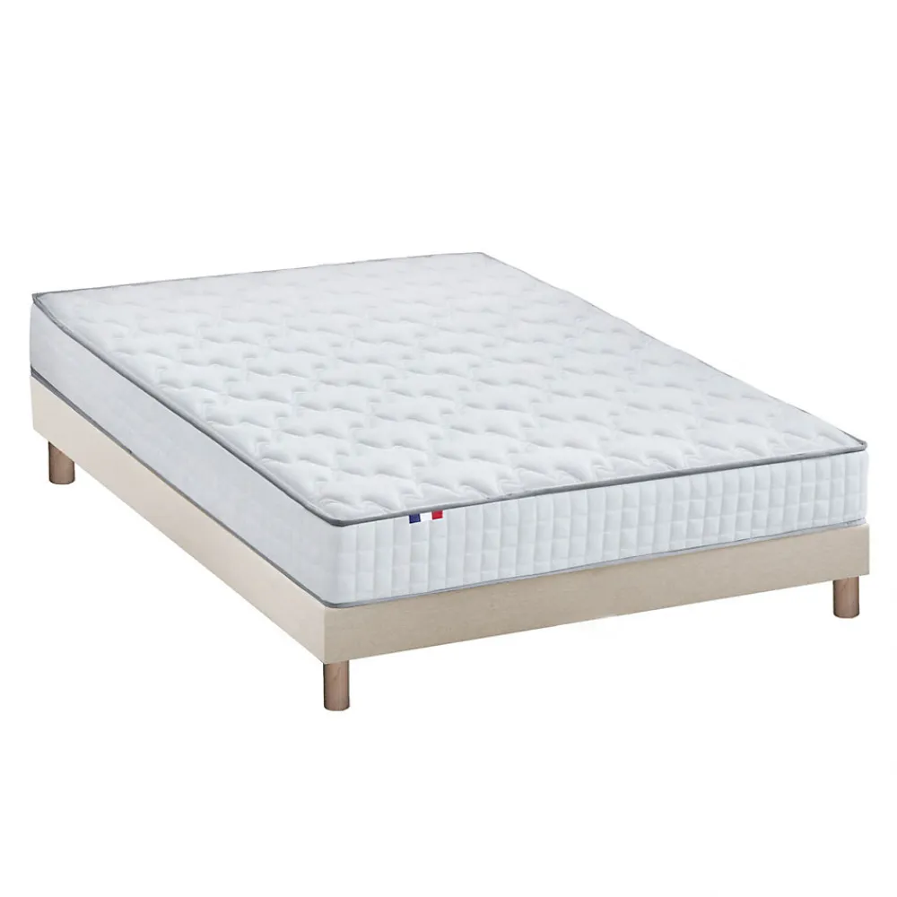 Ensemble matelas ressorts ASTRE + sommier kit beige à lattes flexibles 160x200>Idliterie Sale
