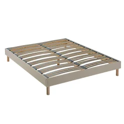 Ensemble matelas ressorts ASTRE + sommier kit beige à lattes flexibles 160x200><noscript><img width=