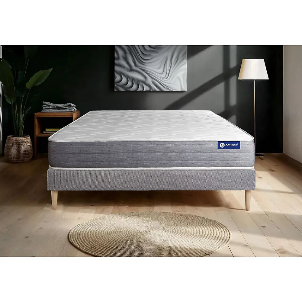 Actisom Ensemble Mémoire de forme de confort Mi-ferme avec sommier kit* Ensemble Sommier Et Matelas