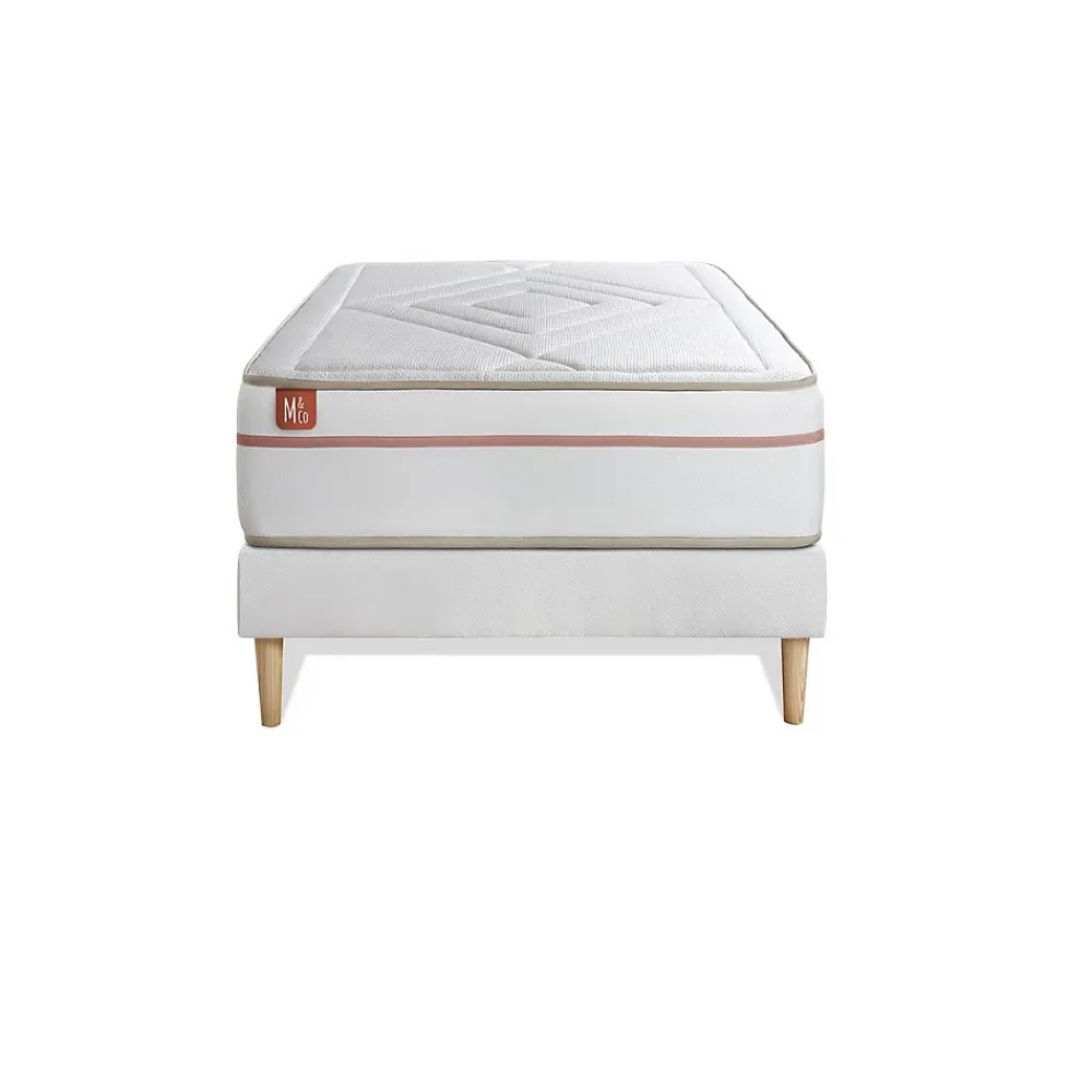Marmottes & Co Ensemble Mémoire de forme de confort Equilibré avec sommier tapissier* Ensemble Sommier Et Matelas