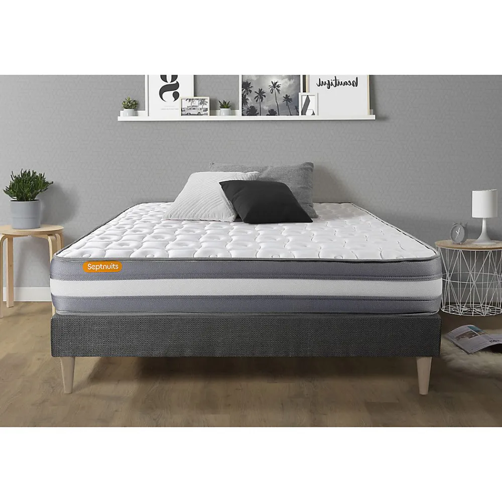 Ensemble Mémoire de forme de confort Ferme avec sommier kit>Sept Nuits Hot