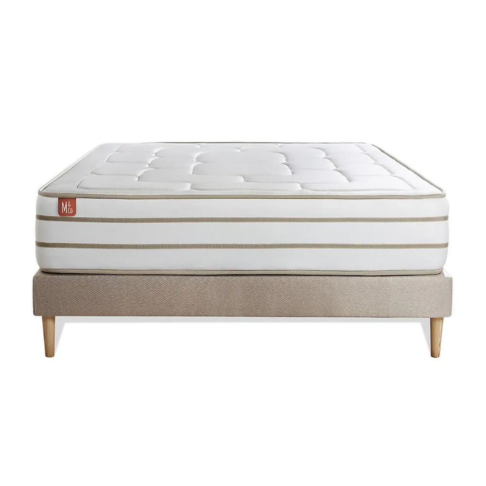 Marmottes & Co Ensemble Mémoire de forme de confort Equilibré avec sommier tapissier* Ensemble Sommier Et Matelas