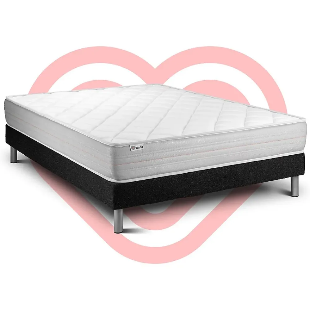 Vitalit Ensemble Mousse polyuréthane à mémoire de forme de confort Ferme avec sommier tapissier* Ensemble Sommier Et Matelas
