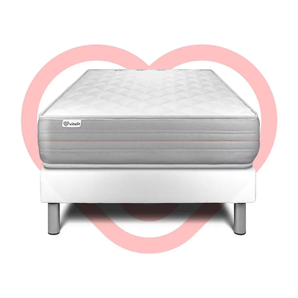 Vitalit Ensemble Mousse polyuréthane à mémoire de forme de confort Ferme avec sommier tapissier* Ensemble Sommier Et Matelas