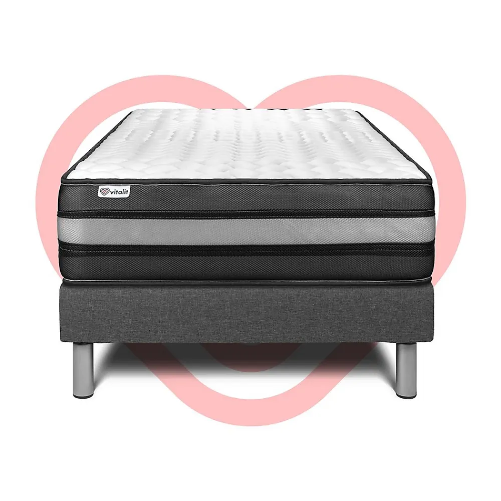 Vitalit Ensemble Mousse polyuréthane à mémoire de forme de confort Ferme avec sommier tapissier* Ensemble Sommier Et Matelas