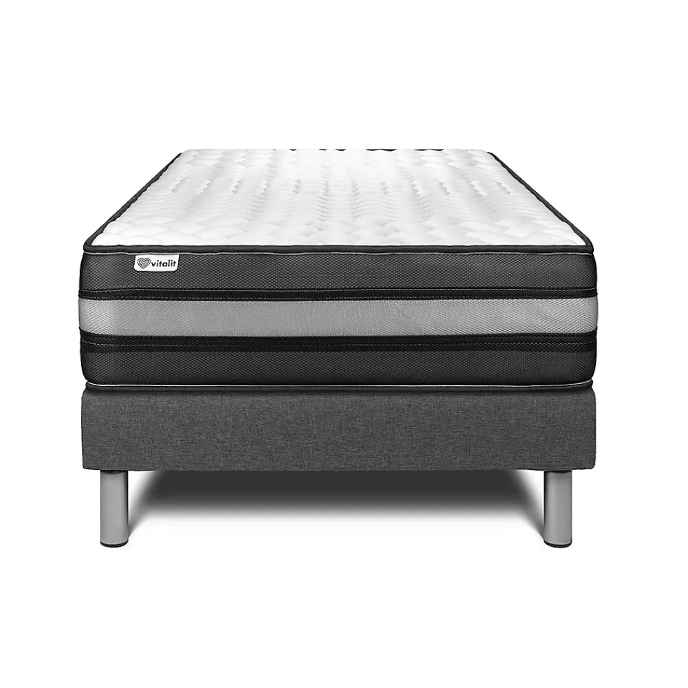 Vitalit Ensemble Mousse polyuréthane à mémoire de forme de confort Ferme avec sommier tapissier* Ensemble Sommier Et Matelas