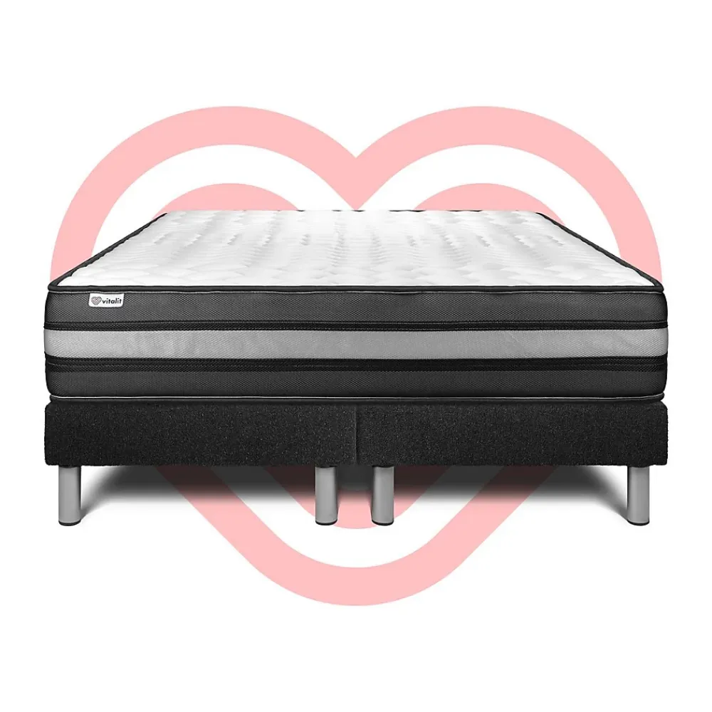 Vitalit Ensemble Mousse polyuréthane à mémoire de forme de confort Ferme avec sommier tapissier* Ensemble Sommier Et Matelas
