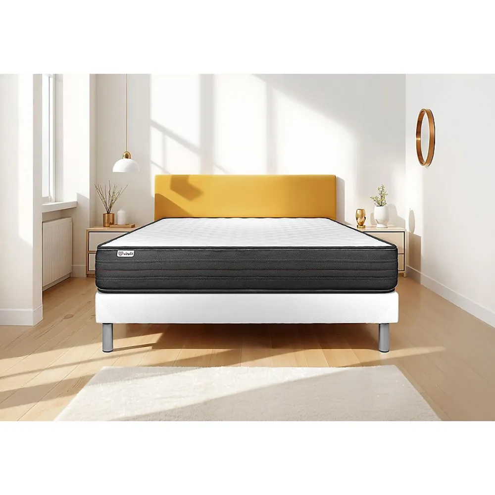 Vitalit Ensemble Mousse polyuréthane à mémoire de forme de confort Ferme avec sommier tapissier* Ensemble Sommier Et Matelas