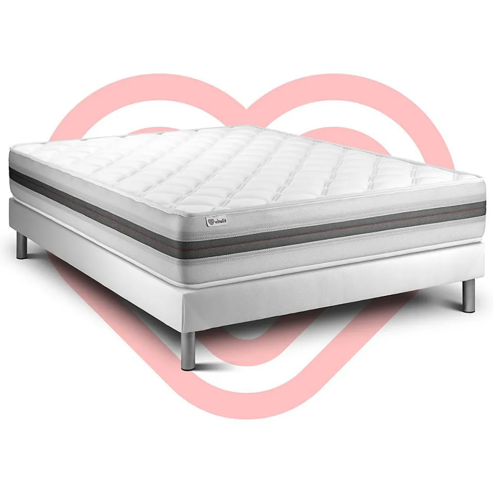 Vitalit Ensemble Mousse polyuréthane à mémoire de forme de confort Equilibré avec sommier tapissier* Ensemble Sommier Et Matelas