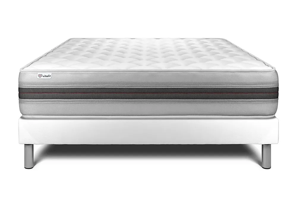 Vitalit Ensemble Mousse polyuréthane à mémoire de forme de confort Equilibré avec sommier tapissier* Ensemble Sommier Et Matelas