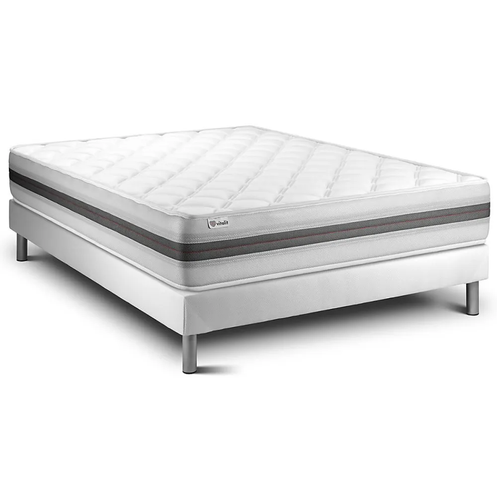 Vitalit Ensemble Mousse polyuréthane à mémoire de forme de confort Equilibré avec sommier tapissier* Ensemble Sommier Et Matelas