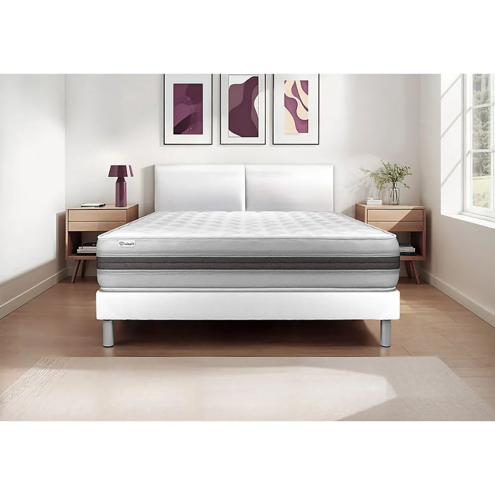 Vitalit Ensemble Mousse polyuréthane à mémoire de forme de confort Equilibré avec sommier tapissier* Ensemble Sommier Et Matelas