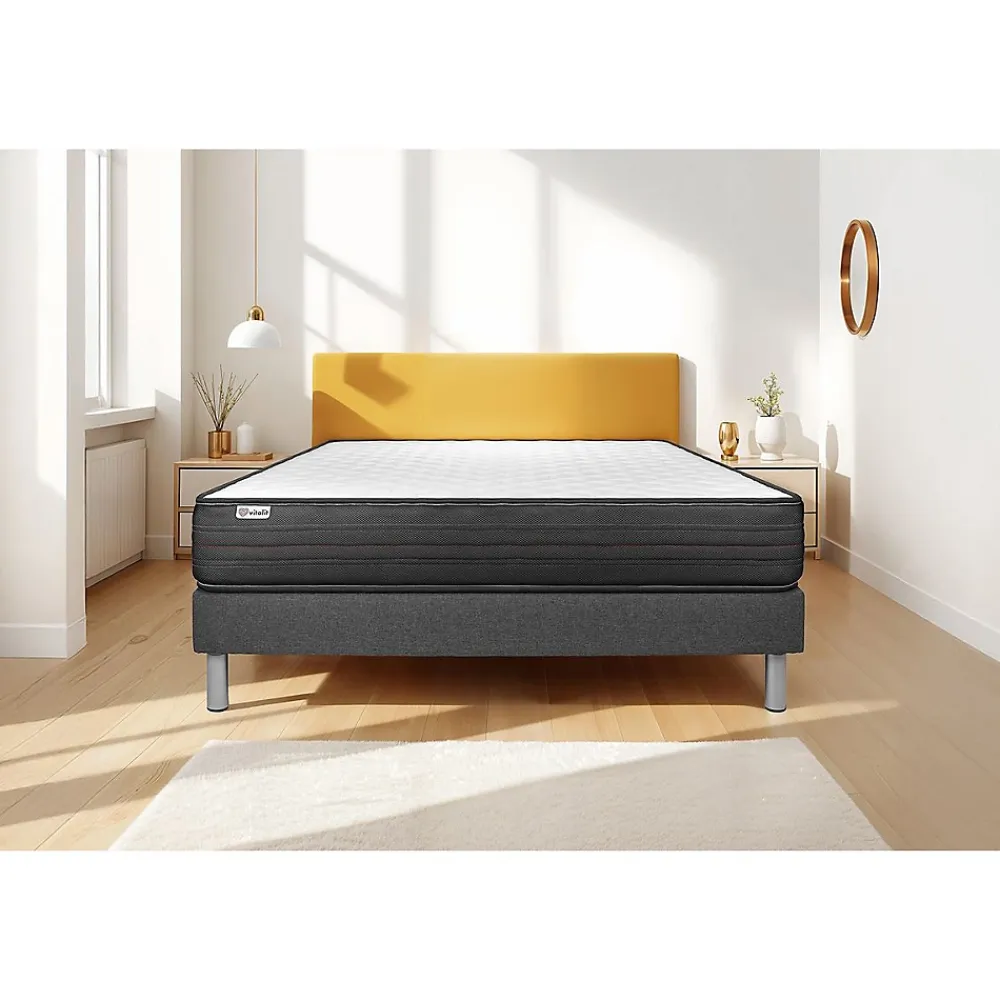 Vitalit Ensemble Mousse polyuréthane à mémoire de forme de confort Ferme avec sommier kit* Ensemble Sommier Et Matelas