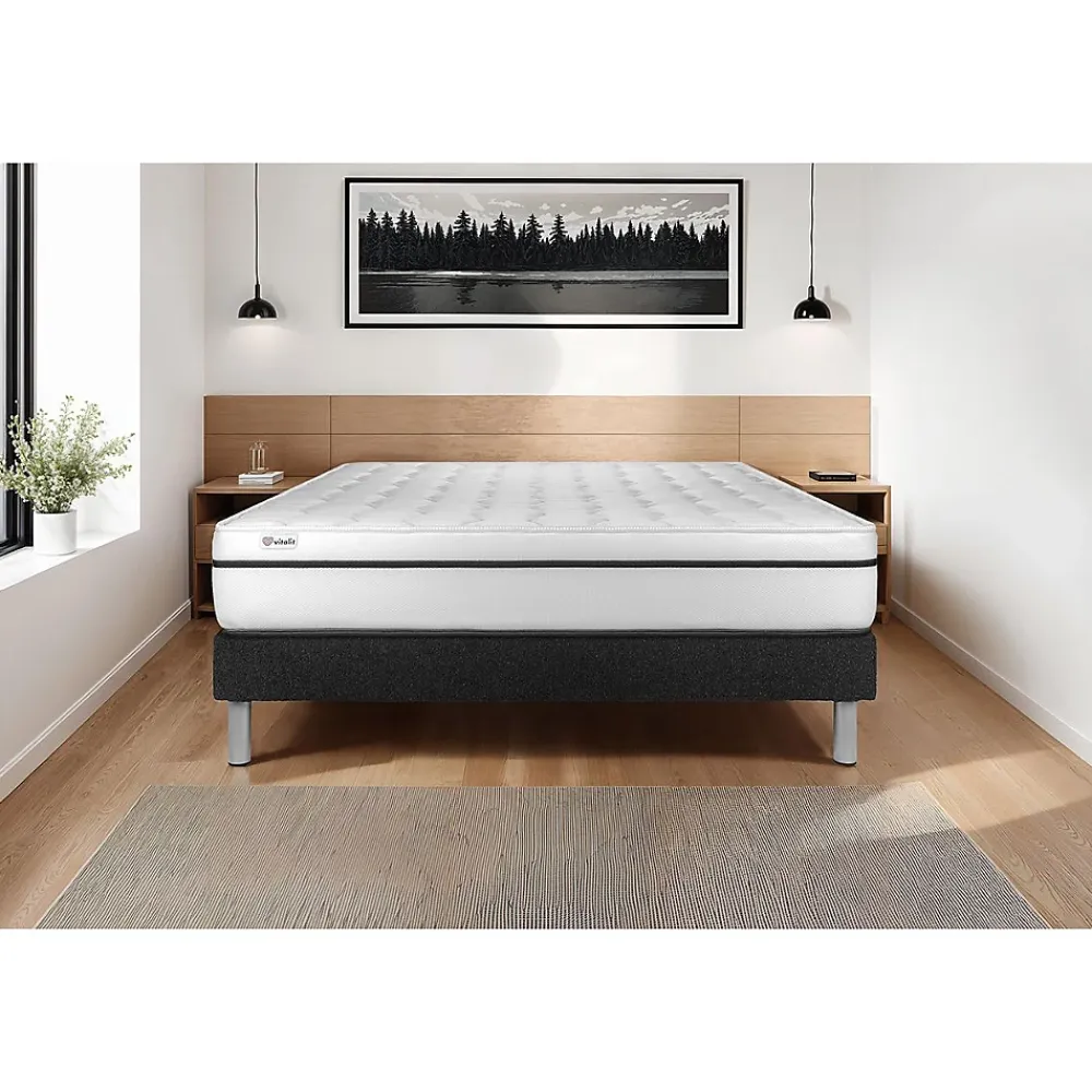 Vitalit Ensemble Mousse polyuréthane à mémoire de forme de confort Ferme avec sommier kit* Ensemble Sommier Et Matelas