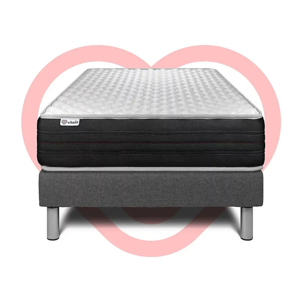 Vitalit Ensemble Mousse polyuréthane à mémoire de forme de confort Ferme avec sommier tapissier* Ensemble Sommier Et Matelas