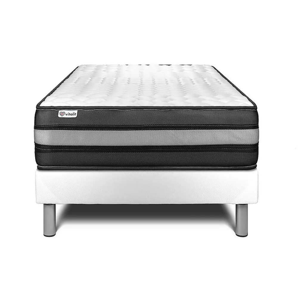 Vitalit Ensemble Mousse polyuréthane à mémoire de forme de confort Ferme avec sommier tapissier* Ensemble Sommier Et Matelas