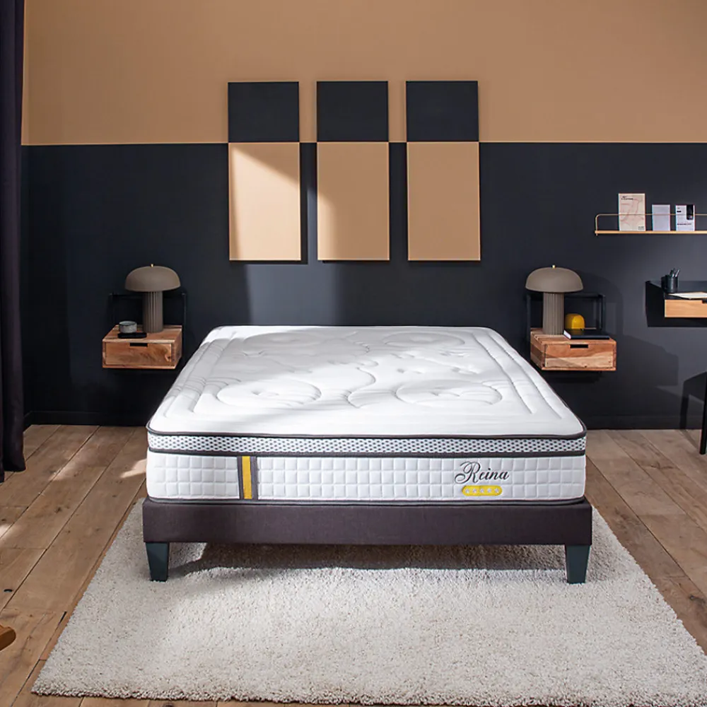 Ensemble Reina 2.0 90x200 cm Matelas Ressorts ensachés + Sommier Bois>Bellecour Sale