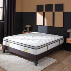 Ensemble Reina 2.0 90x200 cm Matelas Ressorts ensachés + Sommier Bois><noscript><img width=