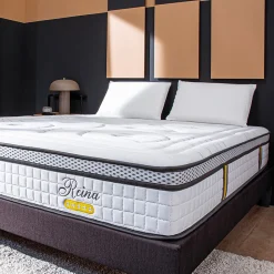 Ensemble Reina 2.0 90x200 cm Matelas Ressorts ensachés + Sommier Bois><noscript><img width=