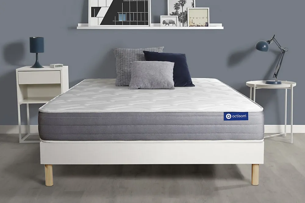 Actisom Ensemble Ressorts ensachés et mémoire de forme de confort Mi-ferme avec sommier kit* Ensemble Sommier Et Matelas