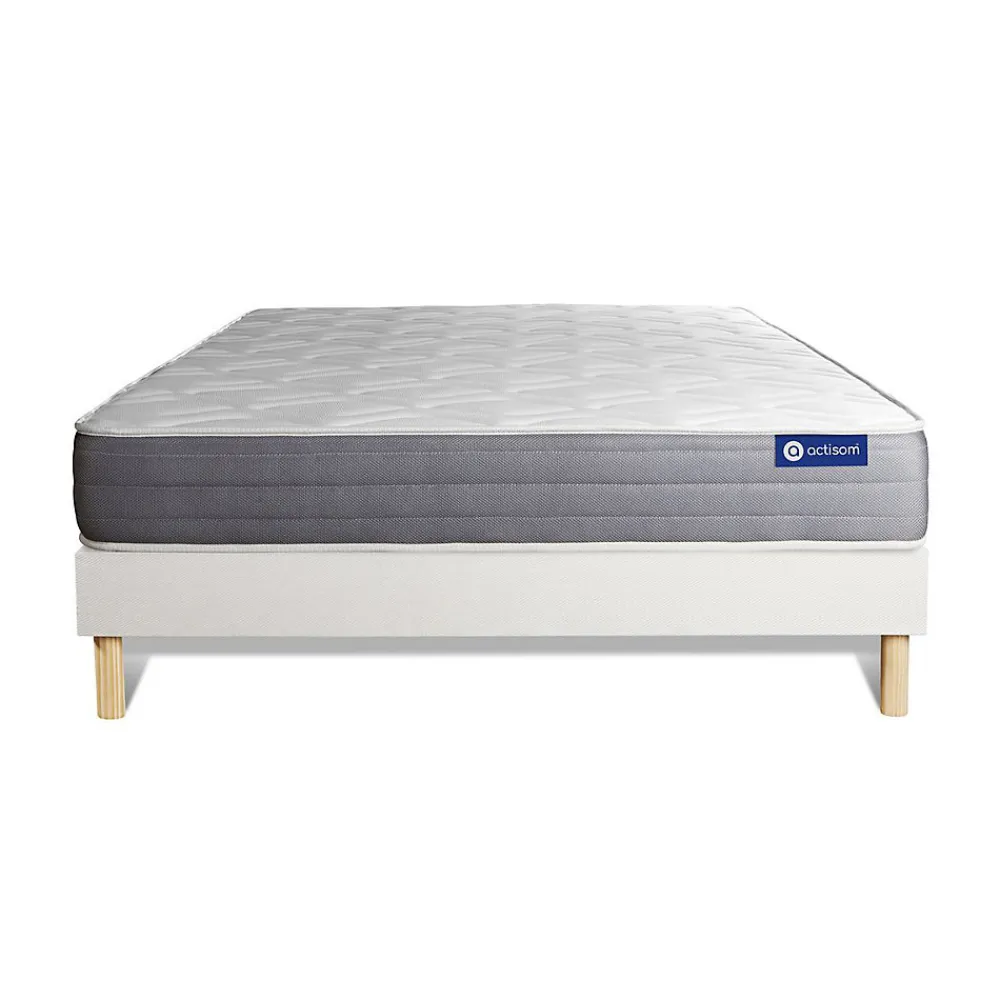 Actisom Ensemble Ressorts ensachés et mémoire de forme de confort Mi-ferme avec sommier kit* Ensemble Sommier Et Matelas