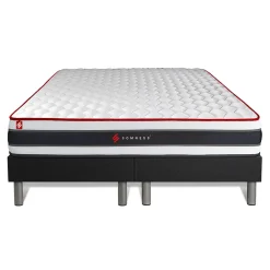 Somness Ensemble Ressorts ensachés et mémoire de forme de confort Ferme avec sommier tapissier* Ensemble Sommier Et Matelas