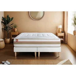 Marmottes & Co Ensemble Ressorts ensachés et mémoire de forme de confort Equilibré avec sommier tapissier* Ensemble Sommier Et Matelas