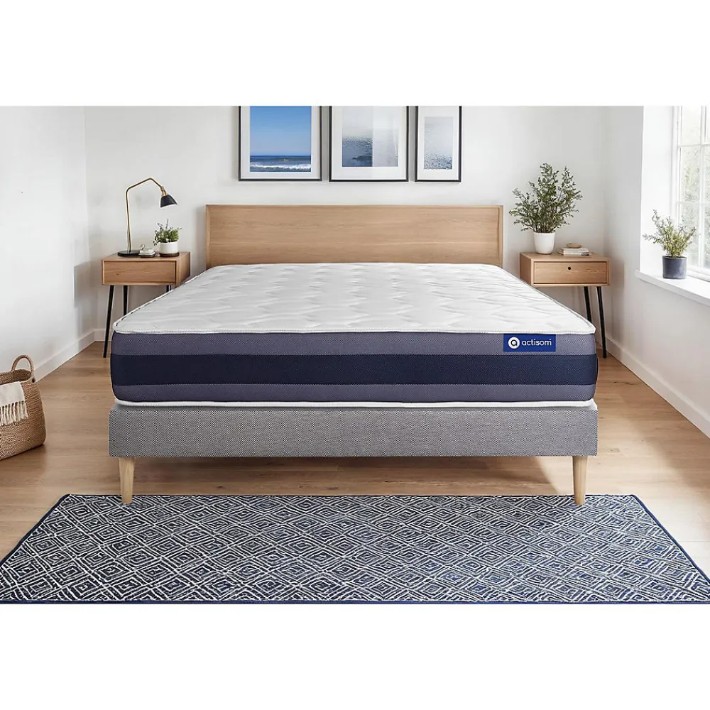 Actisom Ensemble Ressorts ensachés et mémoire de forme de confort Equilibré avec sommier kit* Ensemble Sommier Et Matelas