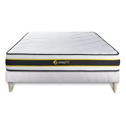 Ensemble Ressorts ensachés et mémoire de forme de confort Ferme avec sommier tapissier><noscript><img width=