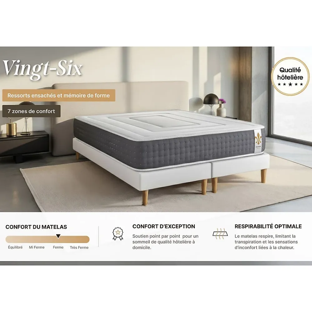 Litier Deluxe Ensemble Ressorts ensachés et mémoire de forme de confort Ferme avec sommier kit* Ensemble Sommier Et Matelas