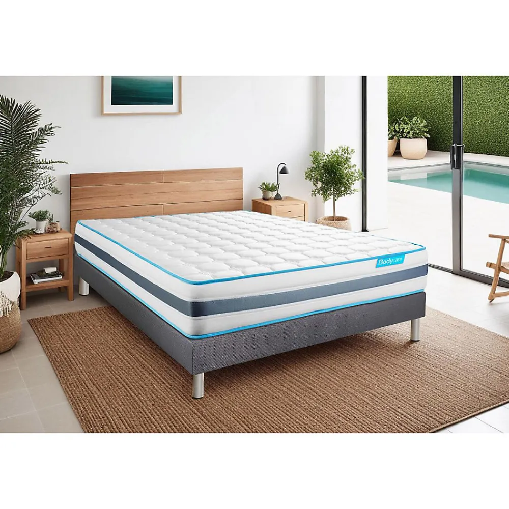 Bodycare Ensemble Ressorts ensachés et mémoire de forme de confort Equilibré avec sommier kit* Ensemble Sommier Et Matelas