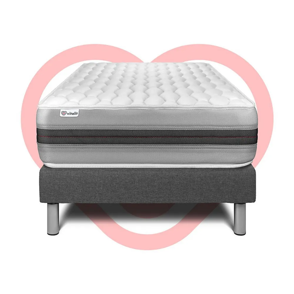 Vitalit Ensemble Ressorts ensachés et mémoire de forme de confort Equilibré avec sommier tapissier* Ensemble Sommier Et Matelas