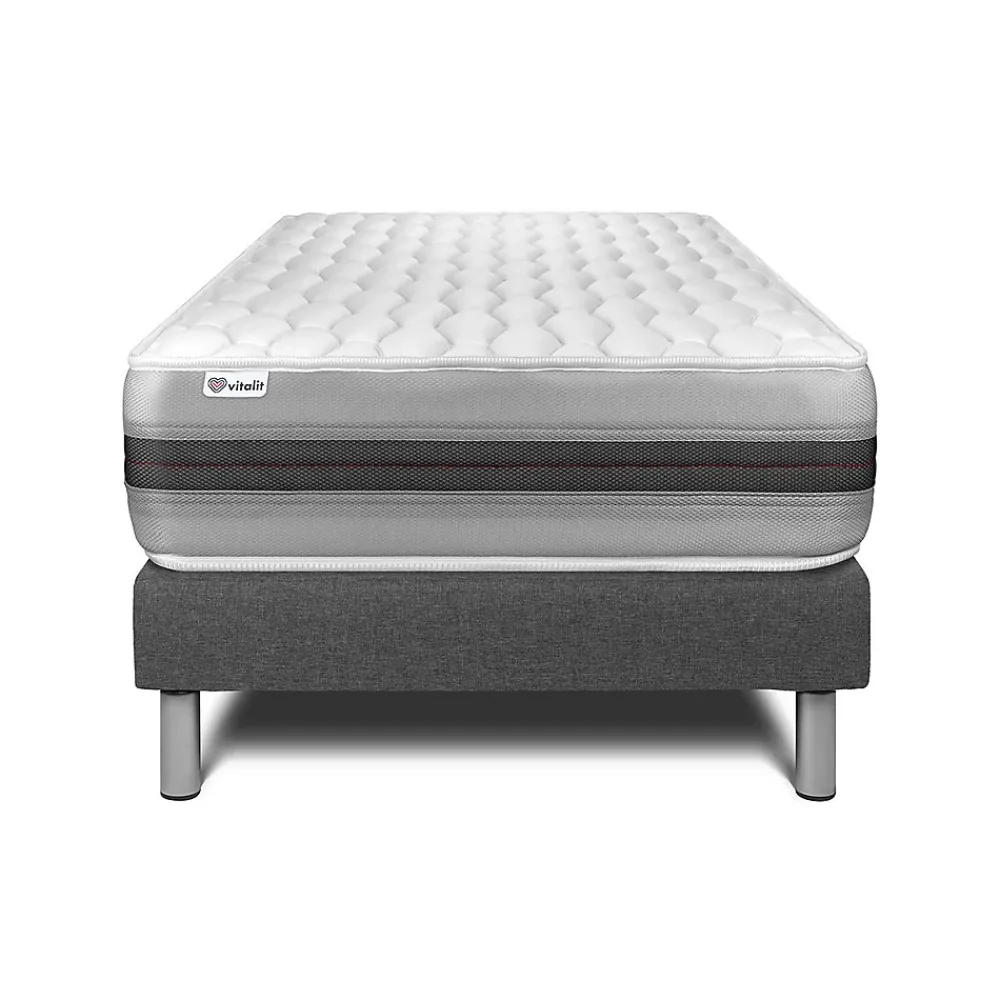 Vitalit Ensemble Ressorts ensachés et mémoire de forme de confort Equilibré avec sommier tapissier* Ensemble Sommier Et Matelas