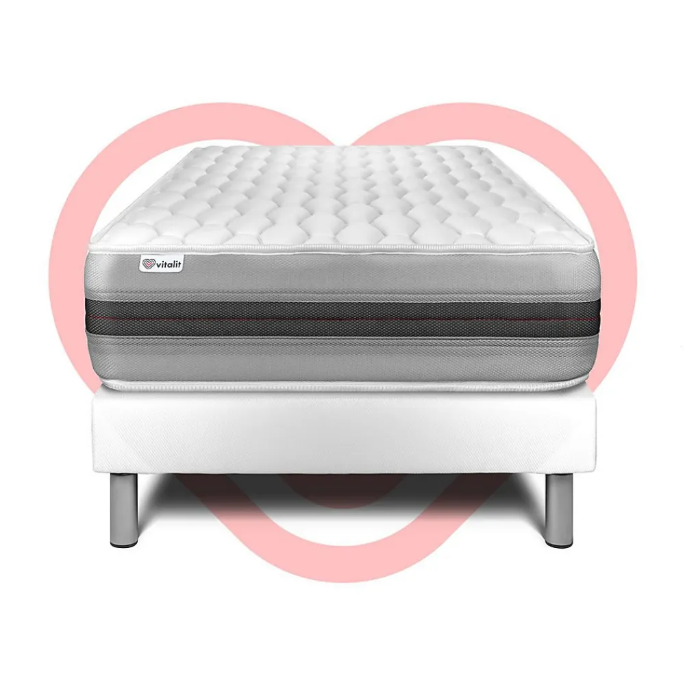 Ensemble Ressorts ensachés et mémoire de forme de confort Equilibré avec sommier tapissier>Vitalit