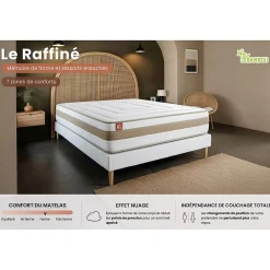 Ensemble Ressorts ensachés et mémoire de forme de confort Equilibré avec sommier tapissier><noscript><img width=