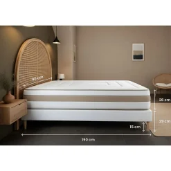 Marmottes & Co Ensemble Ressorts ensachés et mémoire de forme de confort Equilibré avec sommier tapissier* Ensemble Sommier Et Matelas