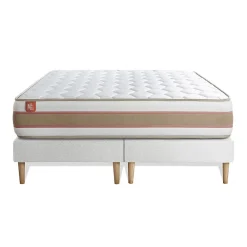 Marmottes & Co Ensemble Ressorts ensachés et mémoire de forme de confort Equilibré avec sommier tapissier* Ensemble Sommier Et Matelas