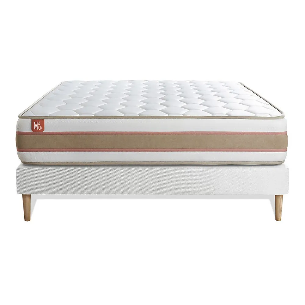 Marmottes & Co Ensemble Ressorts ensachés et mémoire de forme de confort Equilibré avec sommier kit* Ensemble Sommier Et Matelas