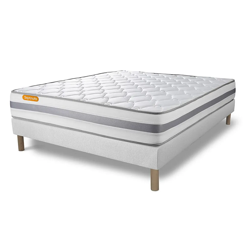Sept Nuits Ensemble Ressorts ensachés et mémoire de forme de confort Ferme avec sommier tapissier* Ensemble Sommier Et Matelas