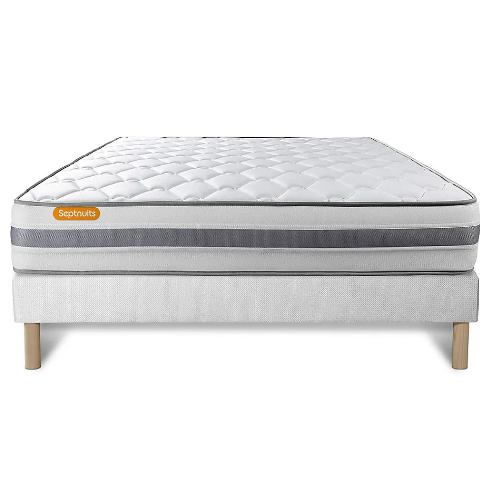 Sept Nuits Ensemble Ressorts ensachés et mémoire de forme de confort Ferme avec sommier tapissier* Ensemble Sommier Et Matelas