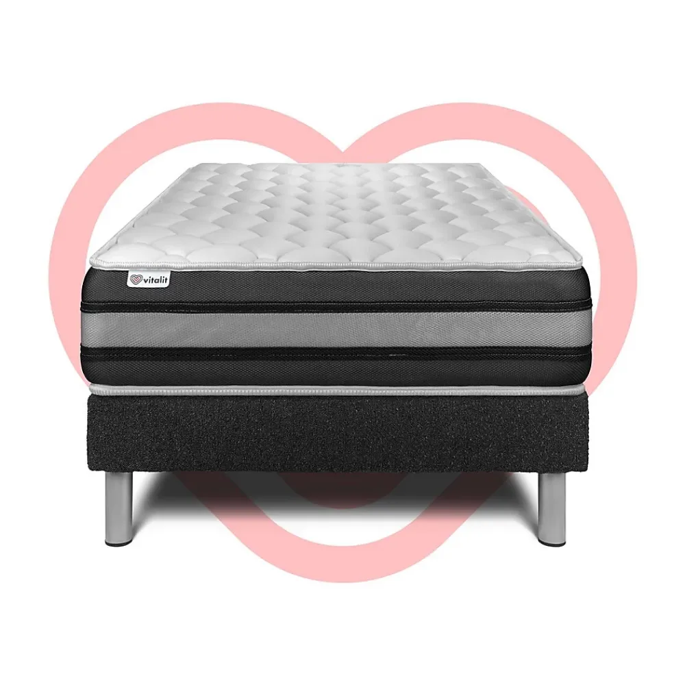 Vitalit Ensemble Ressorts ensachés et mémoire de forme de confort Ferme avec sommier tapissier* Ensemble Sommier Et Matelas